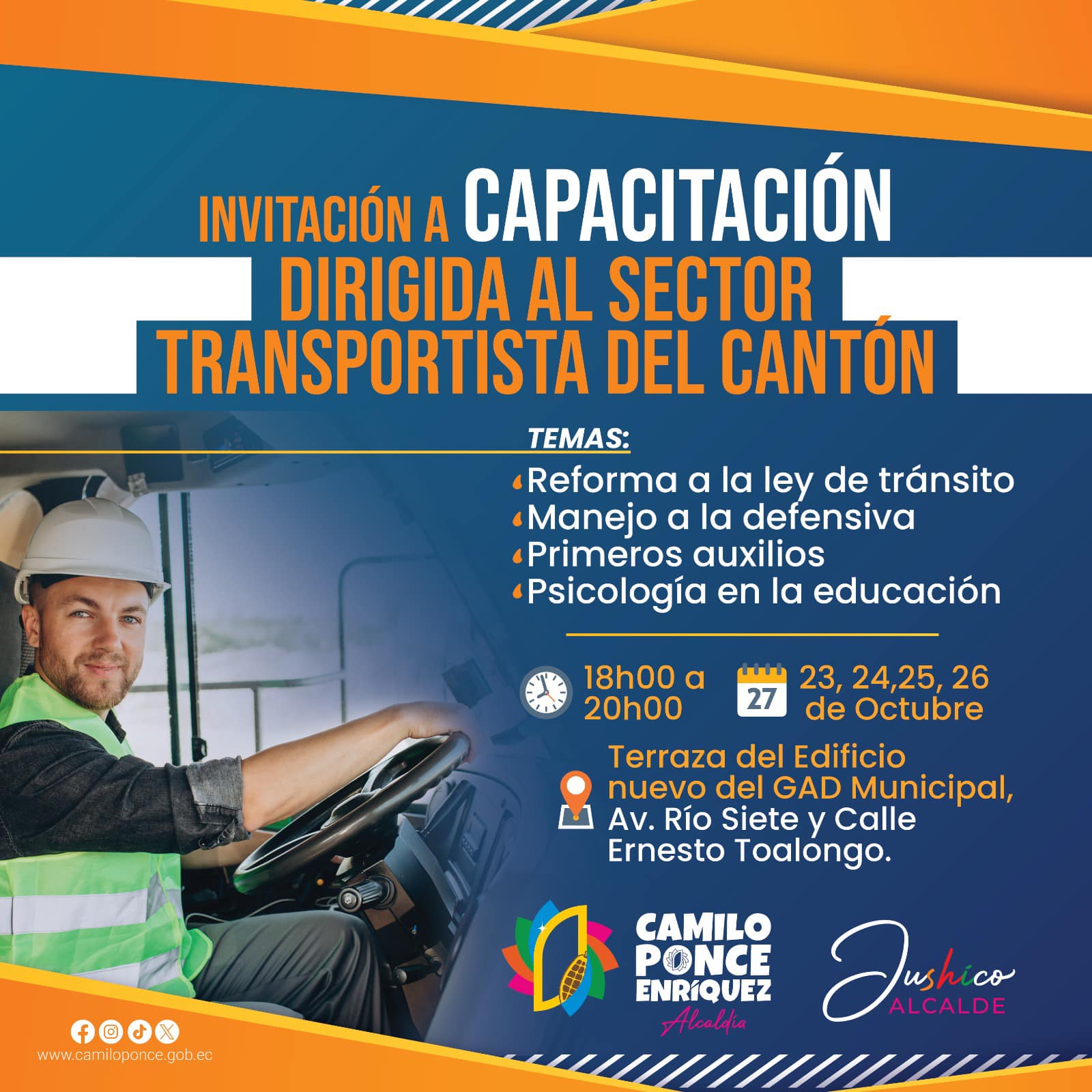 El GAD Municipal capacitará a choferes del cantón.