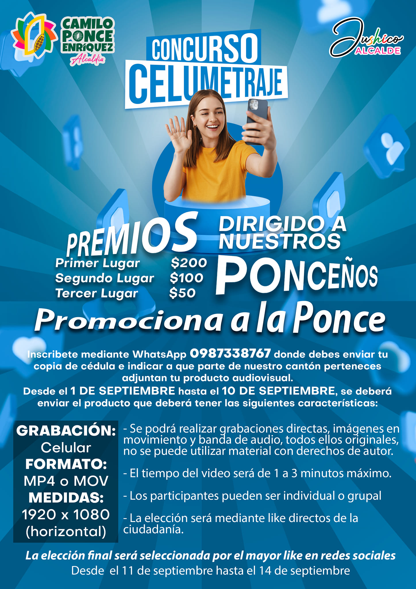 ¡Participa en el primer concurso de celumetraje en Camilo Ponce Enríquez!
